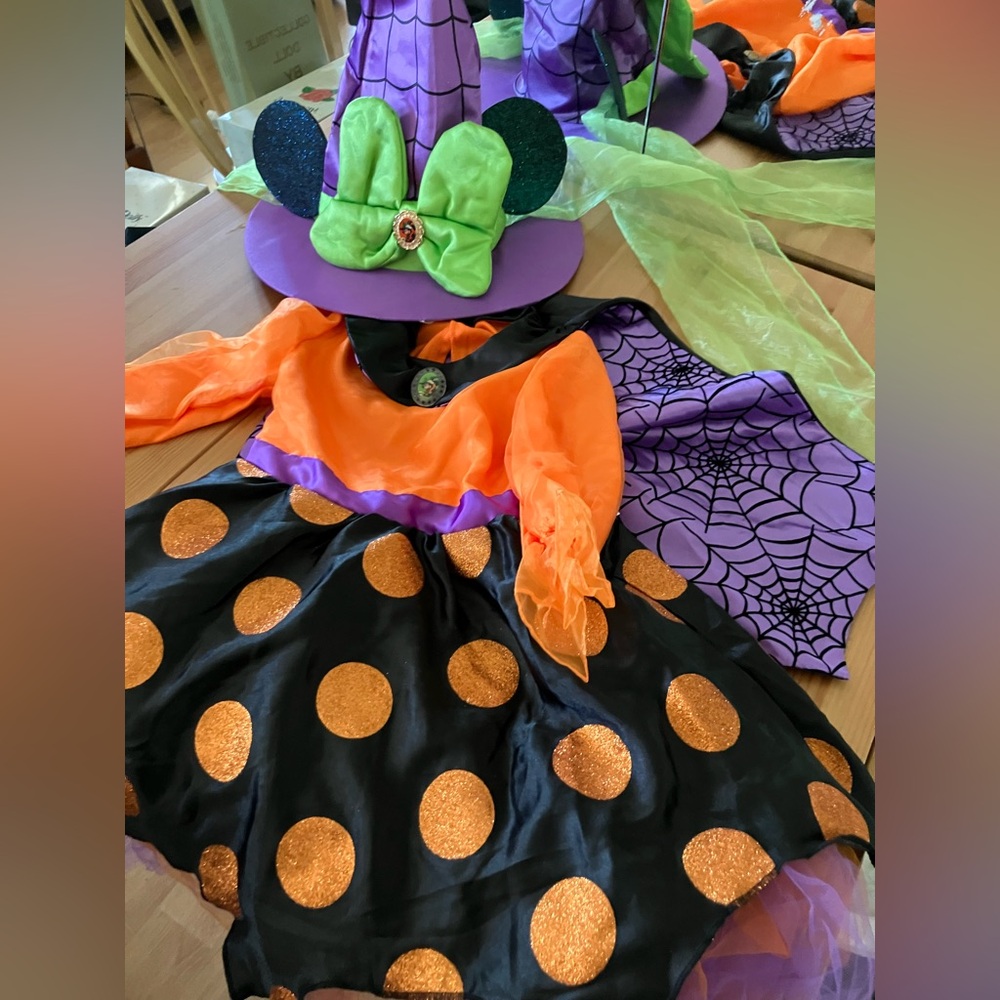 NWT Disney Parks Rare Minnie Halloween Witch Costume - Orange, Black, Purple 7/8